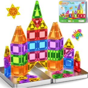 Mini Magnetic Tiles Travel Set Magnetic Tiles with Iron Box 42PCS in Kuwait