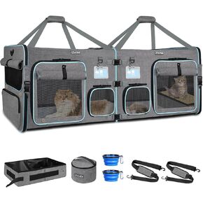 Petskd Double Cat Car Travel Carrier with Litter Box & Privacy Curtain in Kuwait