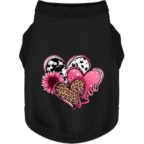 Discover Cozy Cotton Canine Wear: Soft, Lightweight, and Breathable Dog Shirt Vest with Eye-Catching Graphics (Hearts and Love), Keeping Your Furry Friend Comfy! Black S in Kuwait