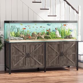 VOWNER 180-200 Gallon Fish Tank Stand with Power Outlet & Cabinet, Grey in Kuwait