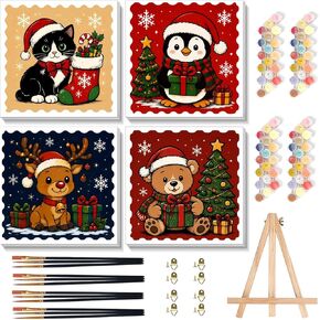 4 Pack Christmas Paint by Numbers Kit for Kids with Frame Easel 8x12 Inch in Kuwait