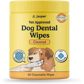 Jasper Dog Dental Wipes, Finger Tooth Wipes for Dogs, Unscented 60-Count in Kuwait