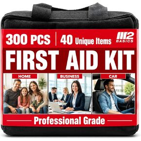 Professional 300 Piece (40 Unique Items) First Aid Kit | Emergency Medical Kits | Home, Business, Camping, Car, Office, Travel, Vehicle, Kids, Boat, Survival, Supplies in Saudi Arabia