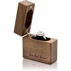 MUUJEE How About Forever - Engraved Wooden Proposal Ring Box, Ring Bearer Box for Wedding Ceremony, Engagement Photo Decor Idea in Saudi Arabia