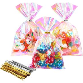Ohuimrt Iridescent Cellophane Treat Bags, 6x10 Inches, 100 PCS in Kuwait