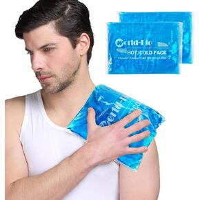 Ice Packs for Injuries Reusable Gel (2 Pack) - Hot Cold Gel Ice Pack for Injury, Pain Relief, Rehabilitation - Flexible Ice Packs for Knee, Shoulder, Back, Neck, Wrist - 4.7" x 12.2" in Saudi Arabia