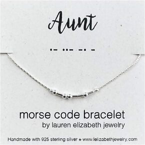 'Aunt' Morse Code Bracelet - 925 Sterling Silver Bracelet for Women - Dainty Delicate Gift for Best Auntie - Handmade in USA (925 Sterling Silver, Aunt, 7" bracelet w/1" chain) in Saudi Arabia