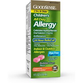 Goodsense Children's All-Day Allergy, Cetirizine Hydrochloride Oral Solution 1 Mg/ml, Bubble Gum, 4 Fluid Ounce in Saudi Arabia