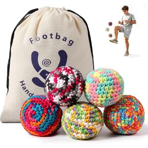 Handmade Crochet Footbag, Soft Woven Cotton Kick hacky Balls, Multicolor Knitted Juggling Balls for Beginners Adults, Portable Stress Relief Fidget Toy for Outdoor Games Beach Camping & Party Favors in Kuwait