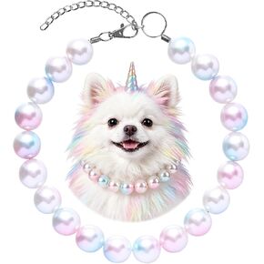 Dog Pearl Necklace Collar Faux Pearl Dog Jewelry Necklace for Small to Large Dogs, Elegant Pet Necklace for Wedding Birthday Party Photos, Adjustable Dogs Dress Up Accessory (White, S) in Kuwait