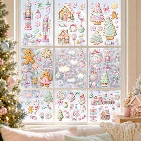 Christmas Window Clings 14 Sheets, Christmas Snowman Snowflake Window Decals Stickers, Removable Christmas Window Decorations for Glass Windows Xmas Holiday Home Office Decor 12 Styles in Kuwait