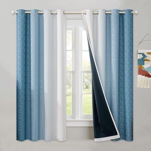 Ombre 100% Blackout Curtains 84 Inch Length 2 Panels for Bedroom Girls Nursery Pink White Gradient Patterned Room Darkening Thermal Insulated Grommet Window Treatment Drapes,52x84, 2 Set in Kuwait