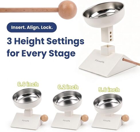 PawsPik Adjustable Height & Angle Elevated Stainless Steel Pet Bowl, 25 oz in Kuwait