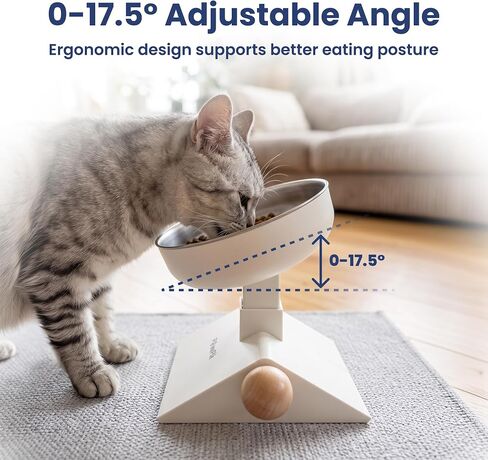 PawsPik Adjustable Height & Angle Elevated Stainless Steel Pet Bowl, 25 oz in Kuwait