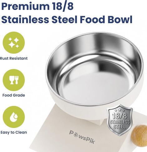 PawsPik Adjustable Height & Angle Elevated Stainless Steel Pet Bowl, 25 oz in Kuwait