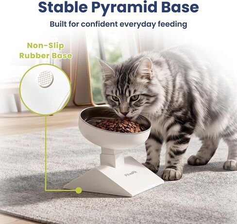 PawsPik Adjustable Height & Angle Elevated Stainless Steel Pet Bowl, 25 oz in Kuwait