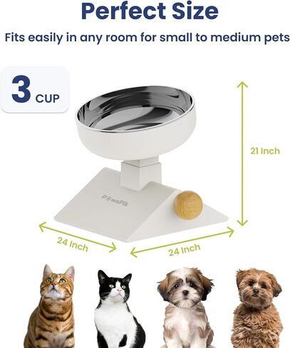 PawsPik Adjustable Height & Angle Elevated Stainless Steel Pet Bowl, 25 oz in Kuwait