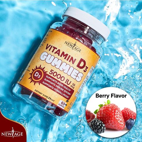 NEW AGE Immune Defense Combo - 2 Pack - Vitamin D3 Gummies 5000 IU 125mcg & High Potency Zinc Gummies, Immune Booster 120 Count in Kuwait