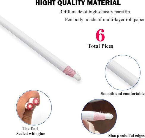 Sewing Mark Pencil 6PCS White Invisible Erasable Fabric Pencils For Leather Cut Marks Student Drawing Tailor Marks in Saudi Arabia