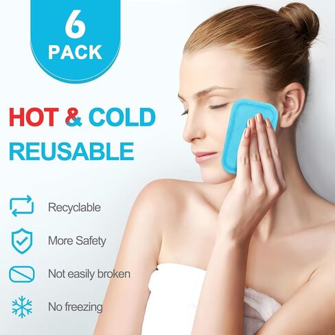 Reusable Small Ice Packs - Hot & Cold Mini Gel Cold Packs for Injuries, Sinus Relief, Tired Eyes, Headaches, First Aid, Pain Relief, Wisdom Teeth, Face - 6 Packs in Saudi Arabia