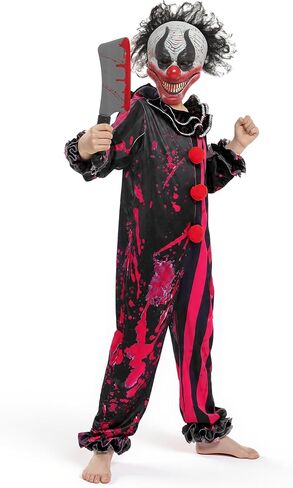 Spooktacular Creations Boy Bleeding Killer Clown Costume, Horror Slasher Clown Costume for Halloween Dress Up Parties, Scary Theme Party, Killer Clown Role Playing-M in Kuwait