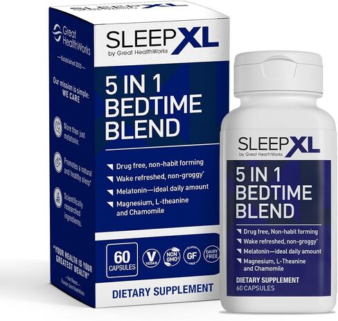 5 Key Ingredients, fast-acting formula, fall asleep faster & sleep longer. SleepXL Includes immediate-release melatonin, L-Theanine (calming), Chamomile, Magnesium & B6 (60 Vegan Capsules,30-Servings) in Saudi Arabia