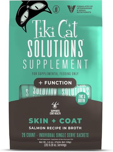 Tiki Cat Solutions Cat Food Supplement, Skin & Coat, Salmon, 5.6 oz Pouch in Saudi Arabia