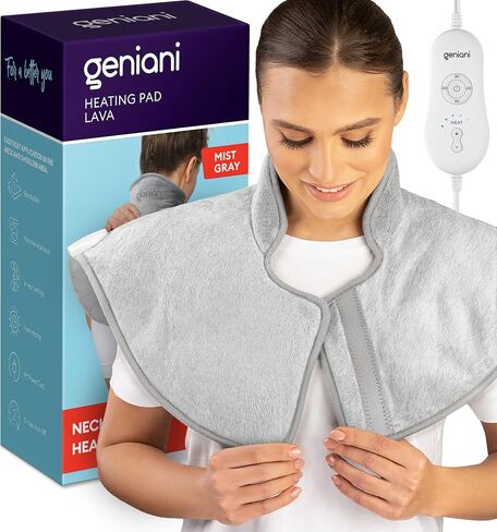 GENIANI Heating Pad for Neck and Shoulders, Large Heated Pad for Neck Pain, Shoulder Heating Wrap with 4 Auto Shut-Off, 6 Heat Settings, Gifts for Women & Man, Gifts, Dad, Pein Relief - 22"x24" in Kuwait