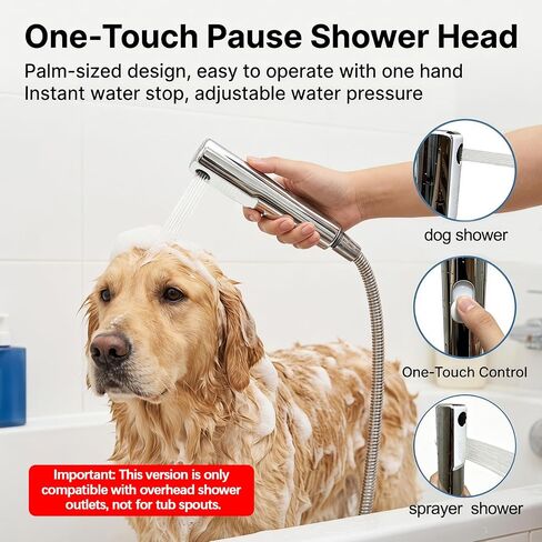 Dog Shower Attachment Kit, 8FT Hose, Handheld Sprayer & Diverter for Dogs in Kuwait