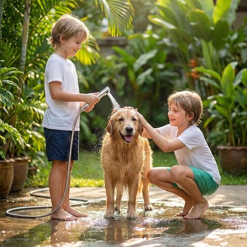 Dog Shower Attachment Kit, 8FT Hose, Handheld Sprayer & Diverter for Dogs in Kuwait