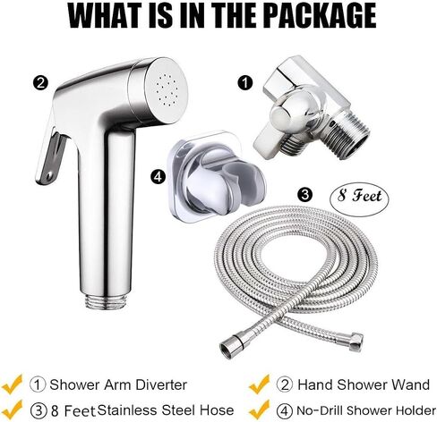 Dog Shower Attachment Kit, 8FT Hose & Handheld Dog Sprayer, No-Drill Holder in Kuwait