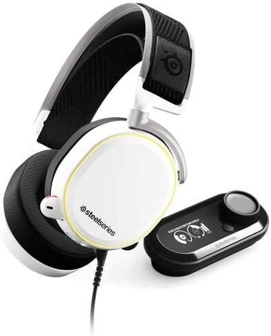 SteelSeries Arctis Pro + GameDAC Wired Gaming Headset - Certified Hi-Res Audio - Dedicated DAC and Amp - for PS5/PS4 and PC - White in Saudi Arabia