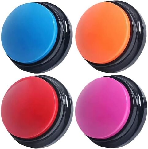 Voice Recording Button, Dog Buttons for Communication Pet Training Buzzer, 30 Second Voice Record and Playback, Funny Gift for Study Office Home 4 Pack Red/Blue/Rose/Orange in Kuwait