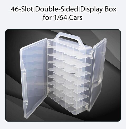 Adevar Double Sided 1/64 Scale Toy Car Storage Case Compatible with Matchbox Car Hot Wheels Storage Case,46 Slot Transparent Organizer for 48 Toy Cars,Case Only in Kuwait