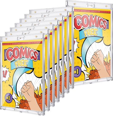 4 Pack Magnetic Comic Book Holder Outer Clear Comic Book Display Case Inside Inside Wall Aud Protect Slab Waterbors تناسب معظم عرض الجدار (7.87 "× 12.24" ، 7.51 "X 10.91") in Kuwait