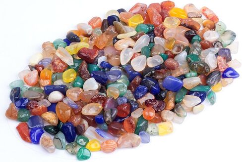 ZenQ 1 lb Black Rutilated Quartz Tumbled Stone Chips Crushed Natural Crystal Quartz Pieces in Kuwait