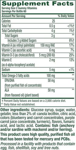 Vitafusion Omega-3 Gummy Vitamins, Berry Lemonade Flavored, Heart Health Vitamins(1) With Omega 3 EPA/DHA and Vitamins A, C, D and E, America’s Number 1 Gummy Vitamin Brand, 60 Day Supply, 120 Count in Kuwait