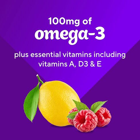 Vitafusion Omega-3 Gummy Vitamins, Berry Lemonade Flavored, Heart Health Vitamins(1) With Omega 3 EPA/DHA and Vitamins A, C, D and E, America’s Number 1 Gummy Vitamin Brand, 60 Day Supply, 120 Count in Kuwait