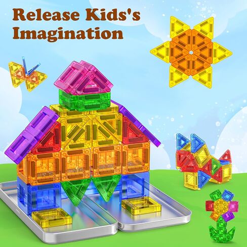 Mini Magnetic Tiles Travel Set Magnetic Tiles with Iron Box 42PCS in Kuwait