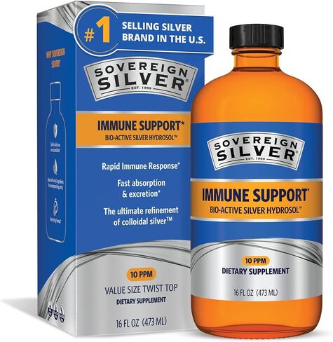 Sovereign Silver Bio-Active Silver Hydrosol for Immune Support - Colloidal Silver -10 ppm, 16oz (473mL) - Economy Size in Saudi Arabia