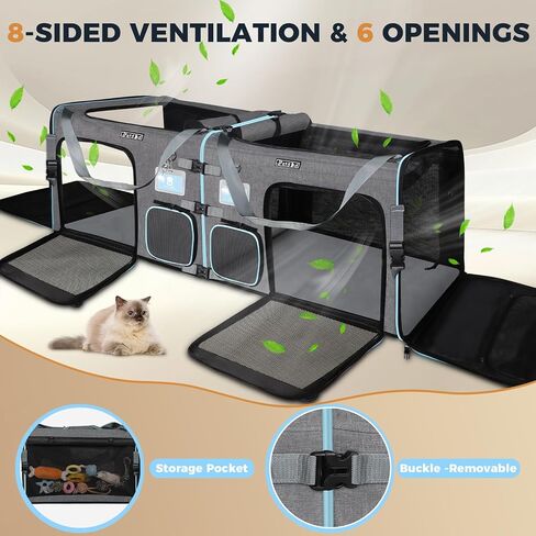 Petskd Double Cat Car Travel Carrier with Litter Box & Privacy Curtain in Kuwait