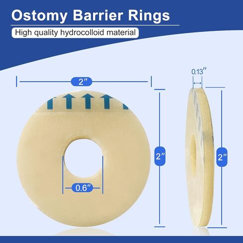 Ostomy Barrier Rings-Outer Diameter: 2" (50mm) 3.5mm Thickness,Compatible with All Bag Types and Brands (2" (Pack of 10)) in Kuwait