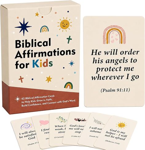 Bible Verse Cards for Kids, 62 Biblical Affirmation Cards in Kuwait