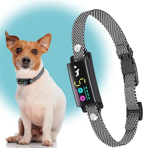 No Shock Bark Collar for Small Dogs 8-40 lbs - Beep & Vibration, Smart Screen, 5 Sensitivity, Anti-False Trigger, Magnetic Rechargeable, IP67 Waterproof, Black/Black in Saudi Arabia