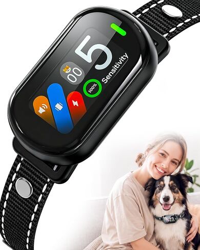 Dog Bark Collar for Large Medium Small Dogs - Smart Anti Barking Collar with Beep & Vibration & Shock, 5 Training Modes & 5 Sensitivity, Rechargeable Smart No Bark Collar, Black in Saudi Arabia