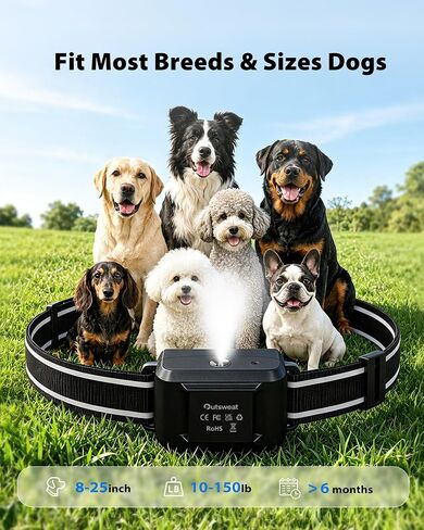 Citronella Dog Bark Collar, No Shock Bark Collar for 10-120Lbs Large Medium Small Dogs, Rechargeable Anti-Bark Collar with 3 Adjustable Sensitivity & Spray Levels, 2 Collar Straps, Black in Saudi Arabia