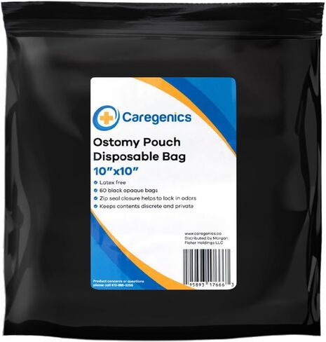 Ostomy Pouch Disposable Bag 10"x10" by Caregenics - 60 Count in one Bag in Kuwait