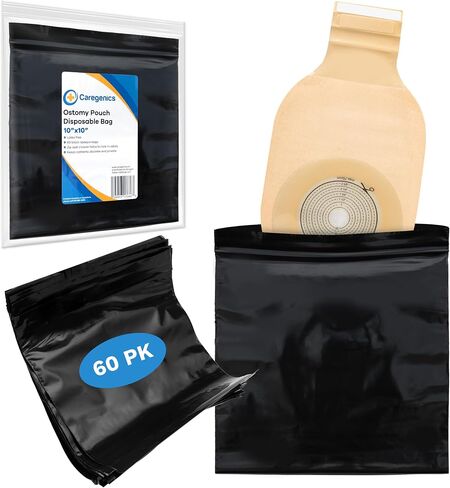 Ostomy Pouch Disposable Bag 10"x10" by Caregenics - 60 Count in one Bag in Kuwait