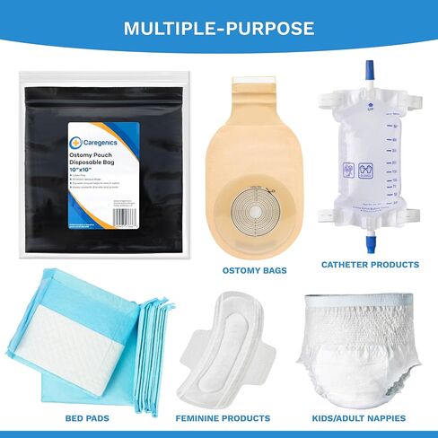 Ostomy Pouch Disposable Bag 10"x10" by Caregenics - 60 Count in one Bag in Kuwait