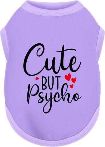 Expressive Cotton Dog Apparel: Soft, Lightweight Puppy Shirt Vest for Small and Medium Dogs, Featuring the Playful 'Cute but Psycho' Slogan Print Rose Red Small in Kuwait